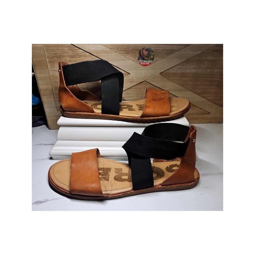 Sorel Elastic Strap Flat Sandals 10 Brown Ella 1787511224 Boho Minimalist #576
